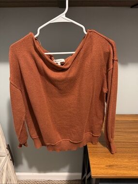 Miracle Burnt Orange Off-Shoulder Knit Sweater